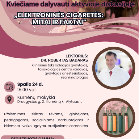 Kviečiame į diskusiją „Elektroninės cigaretės: mitai ir faktai“